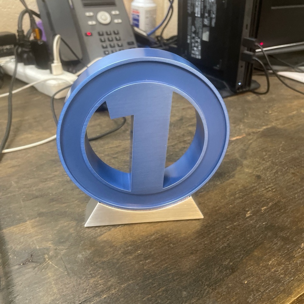 Blue Number One Decorative Accent Sculpture for Shelves and Desks